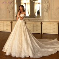 julia kui lustrous embroidery lace a line wedding dresses beading sequined pearls sweetheart beauty bridal gowns