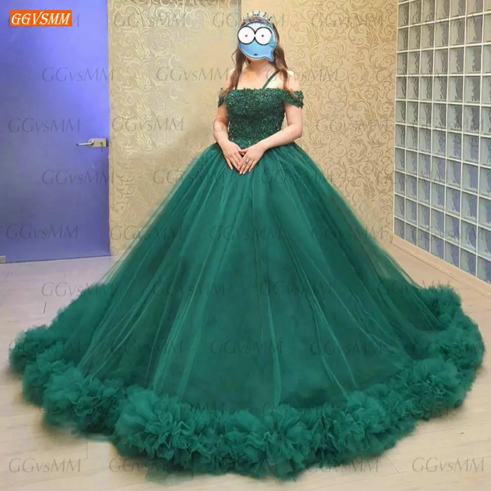 

Elegant Green Prom Dress Long Party Lace Up vestidos formales 2021 Tulle Ball Gown Women Dresses Formal Dubai vestidos de fiesta