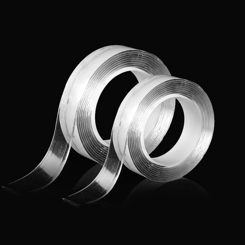 Двухсторонняя многоразовая нано лента очищаемая водостойкая прозрачная клейкая