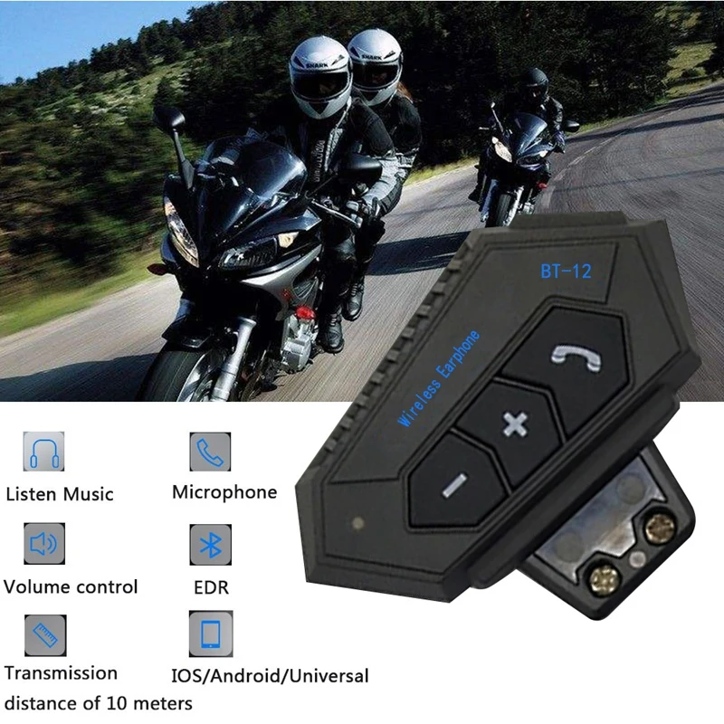 

Motorcycle BT 5.0 Helmet Intercom Wireless Headset Hands-Free Telephone Call Kit Stereo Anti-Interference Interphone