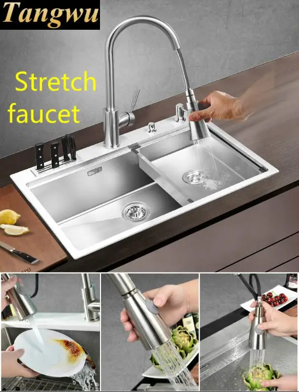 Бесплатная доставка кухонная раковина ручная мойка один короб нержавеющая сталь