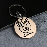 customized dog id tag personalized engraving pet cat name tags collar accessories nameplate anti lost pendant metal keyring