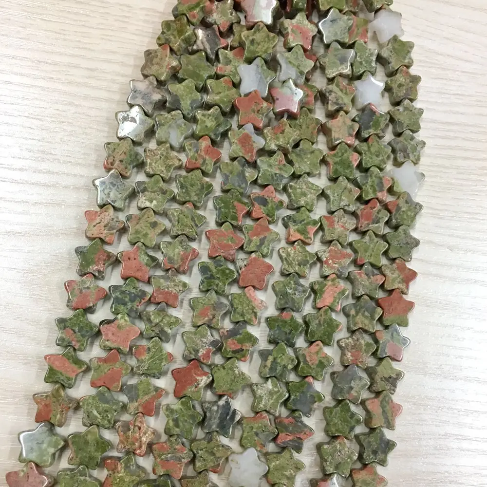 

Бусины из натуральной зеленой яшмы унакита и пятиконечной звезды, 1 нить, 20 шт., 13x13x5 мм, незакрепленные бусины для изготовления ювелирных изд...