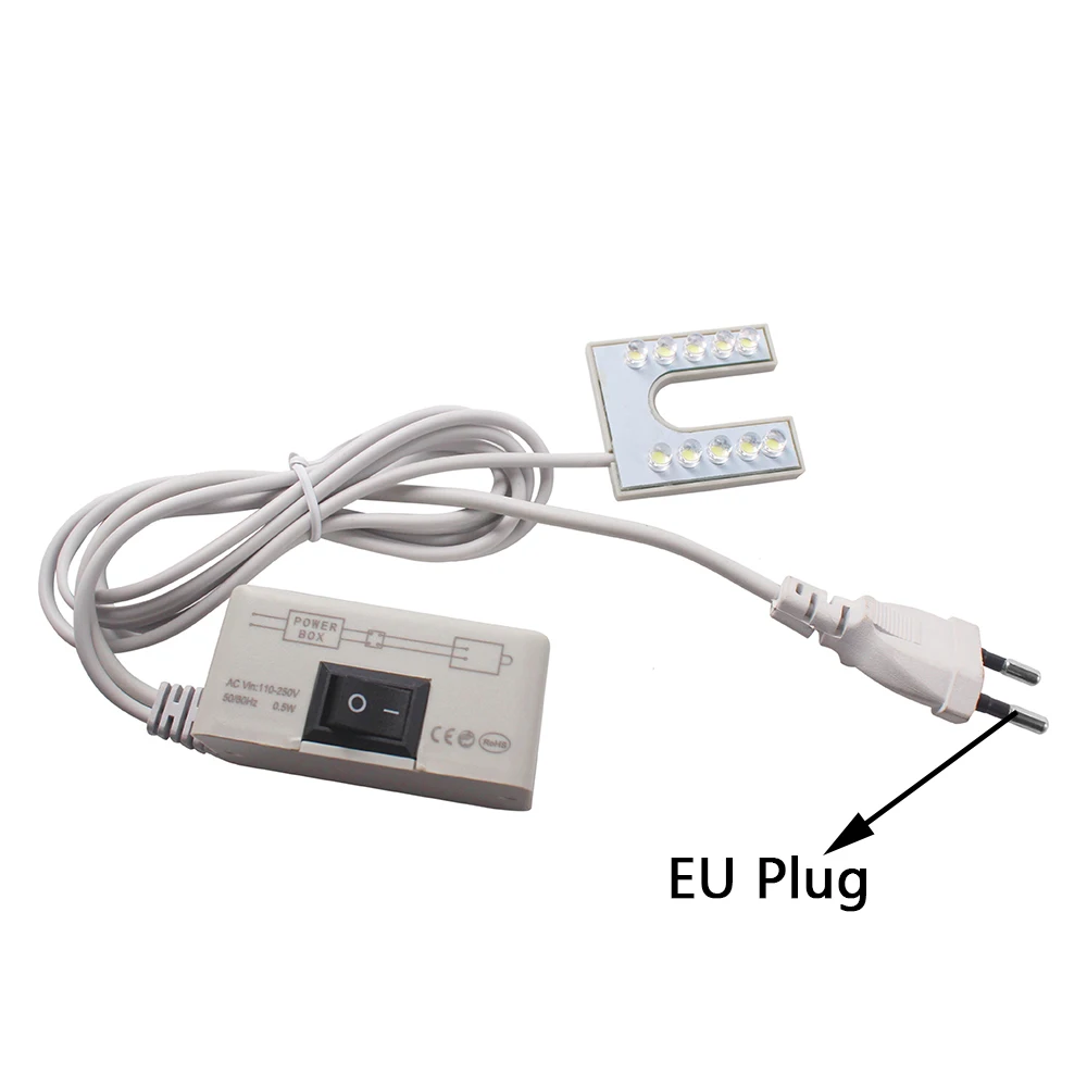 AC110-265V EU Plug Светодиодная подсветка для швейной машины Магнитная Монтажная база Рабочая гусиная лампа 110-265V EU/US вилка для токарных станков, буровых прессов, верстаков - Цвет: AC110-265V EU Plug