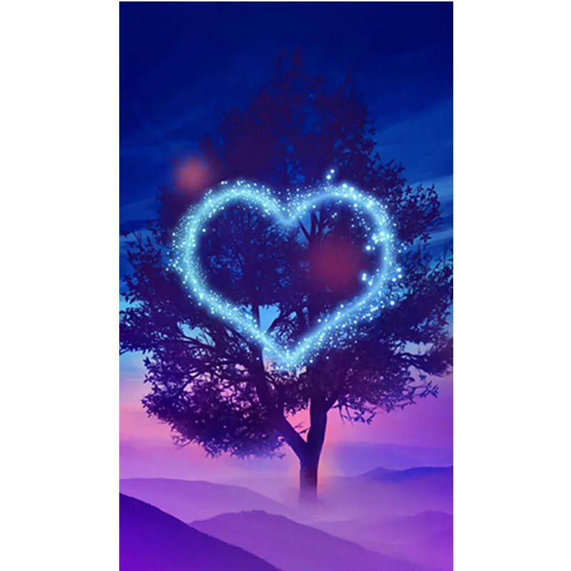 Алмазная вышивка сделай сам в форме сердца пейзаж картина 5D полноразмерная