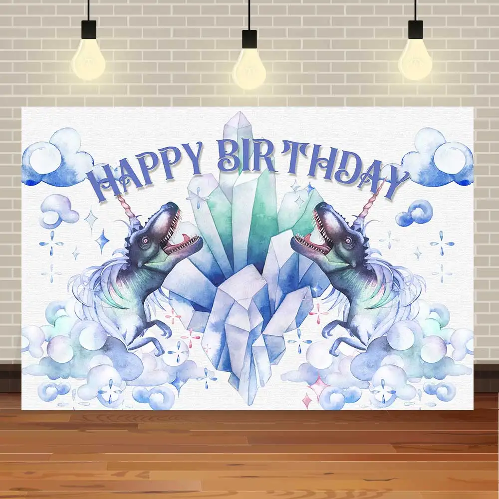 

Фотофон NeoBack с днем рождения для детской вечеринки, акварель, единорог, динозавр, фотография