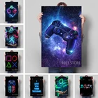 Светодиодный геймпад в скандинавском стиле, крутой Современный абстрактный постер, Картина на холсте, настенное украшение для комнаты и молодежи