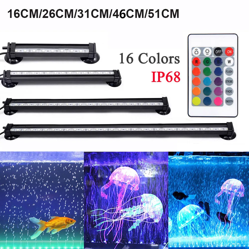 

Aquarium Light LED 16- 51CM 5050 RGB Waterproof Remote Control Air Bubble Lamp Fish Tank Underwater Submersible Oxygen Light D30