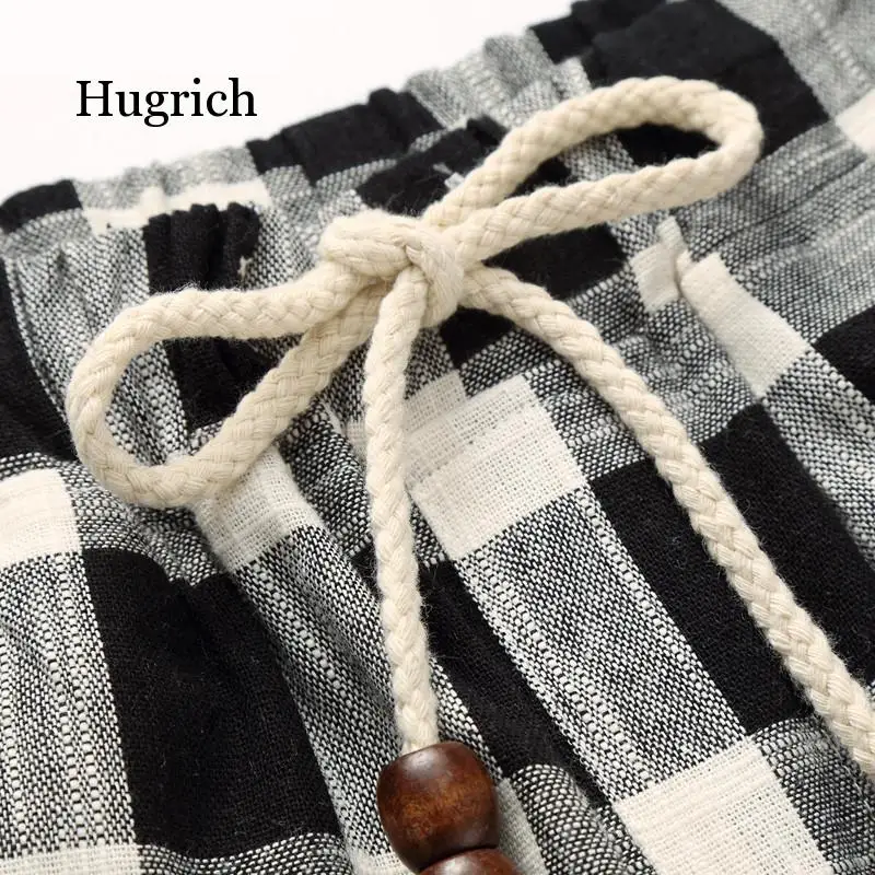 

2021 Summer New Men's Casual Shorts Loose Straight Cotton Beach Plaid Short Pants Male