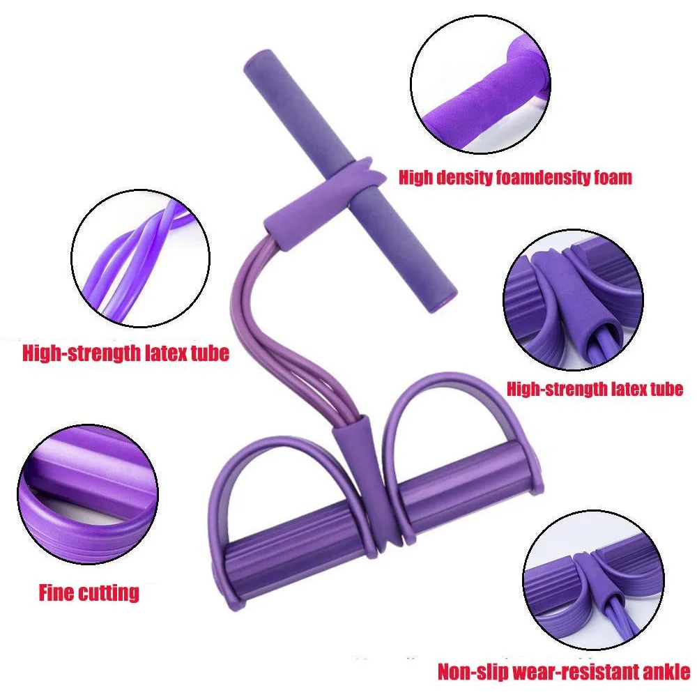 Эластичная резиновая лента с 4 трубками для спортзала и дома