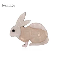funmor lovely acrylic animal pins rabbit patch brooch for women girls dress bag ornaments daily holiday accessories birth gifts