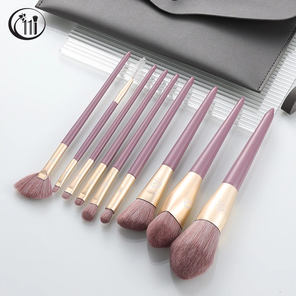 

Kosmetyki Purple Makeup Brushes Three-dimensional Foundation Powder Eyeshadow Eyebrow Eyelash Make Up Brush Set Bag CosmeticTool