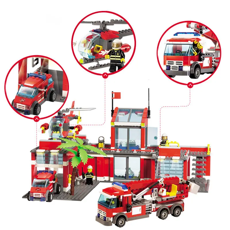 

Blocks Toy 774pcs Fire Station Building Blocks City Construction Firefighter Truck Educational Bricks Boys Toys Christmas Gifts