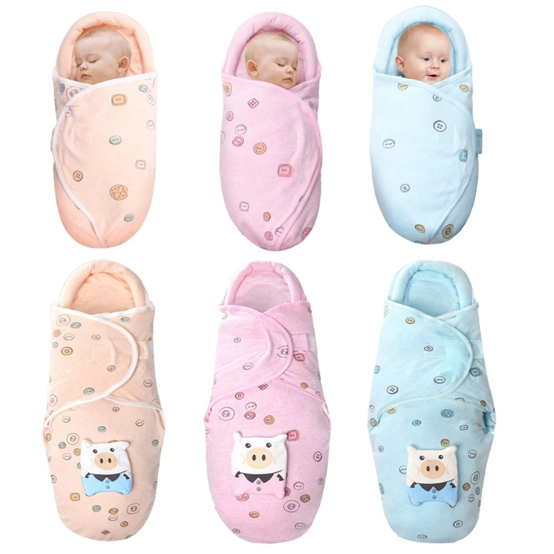 

0-6M Newborn Baby Cotton Blanket Swaddle Cute Cartoon Toddler Winter Warm Sleeping Bags Sleepsack Little Baby Stroller Wrap D0AF