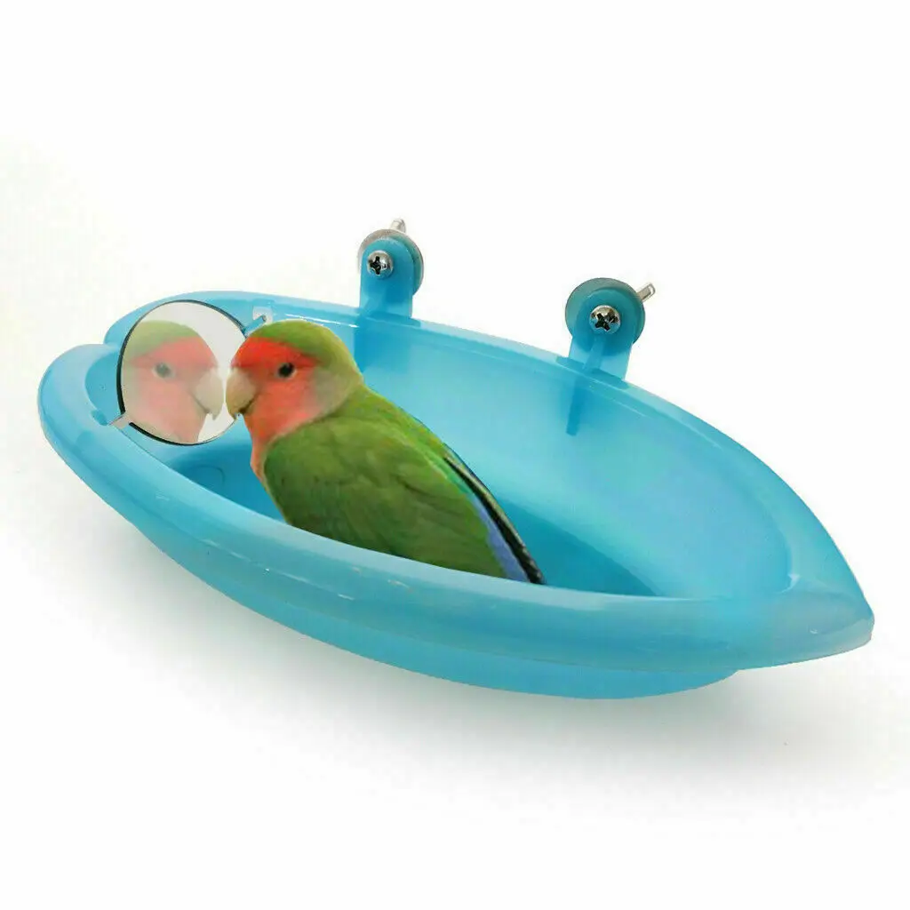 

Cute Bird Toy Parrot Bathtub with Mirror Best For Small Bird Parrot Bath+ Mirror