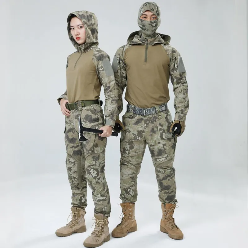 Hooded Tactical Camouflage Clothes Suit Army Fans CS Field Combat Training Uniform Outdoor Airsoft Shooting Military Shirt Pants