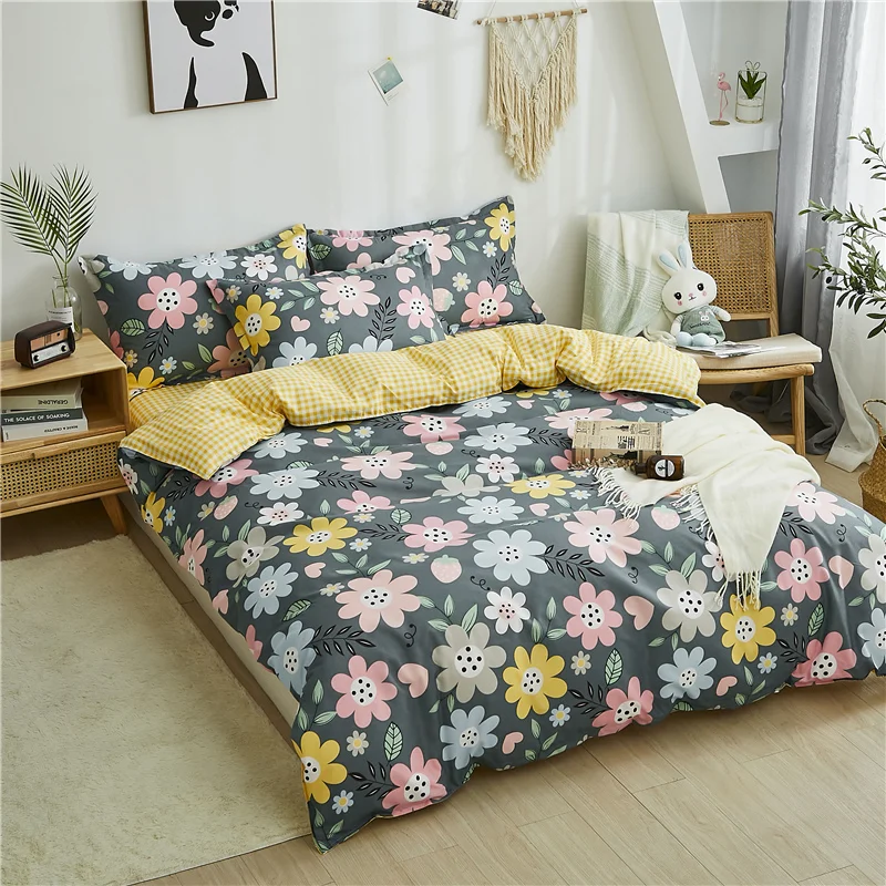 

Hot Sale Flower Clusters Bedding Cotton Printed Pillowcase Quilt Cover Bed Sheet Queen Size Bed King Size Bed Four-Piece Set