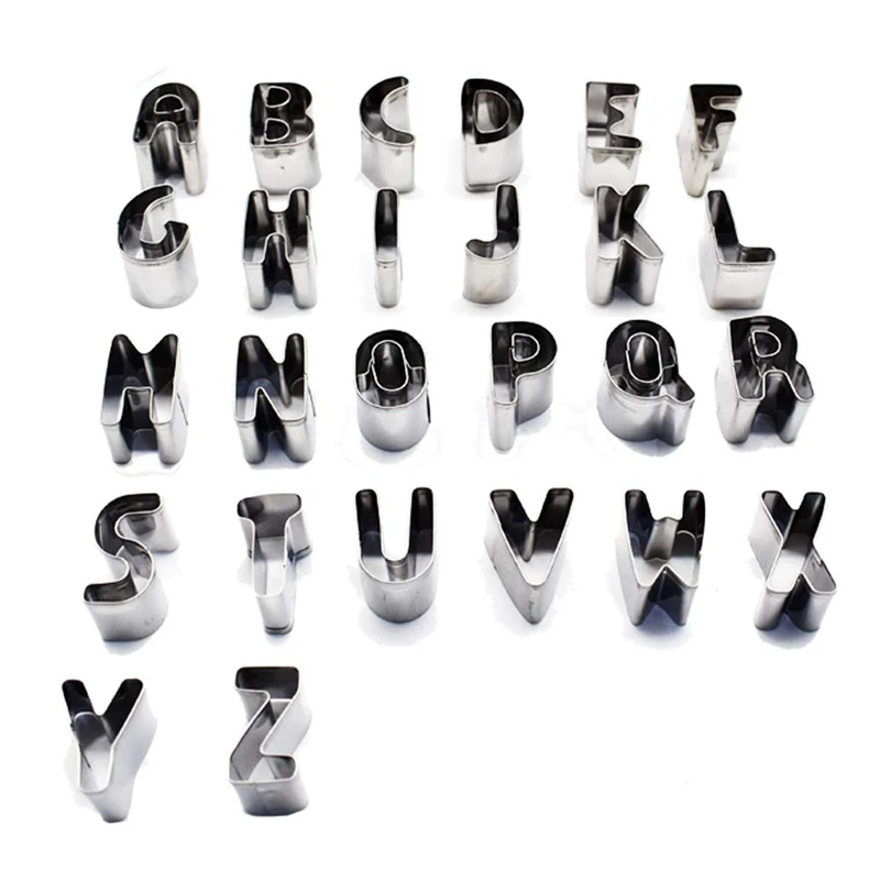 Набор мини вырубки для печенья с алфавитом 26 шт. из нержавеющей стали форма