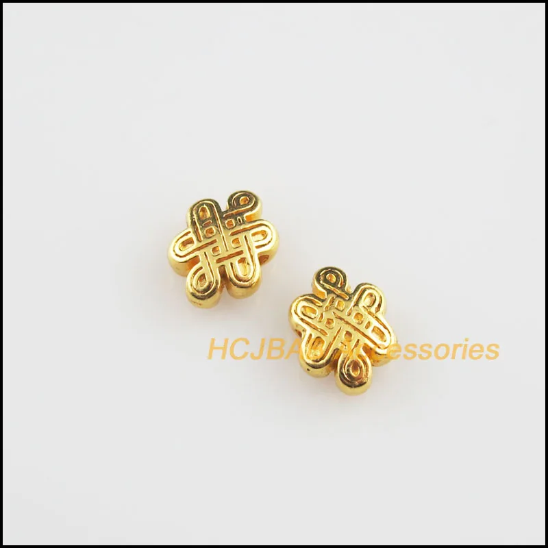 New 40Pcs Gold Color Flower Chinese Knot Spacer Beads Charms 7x10mm | Украшения и аксессуары