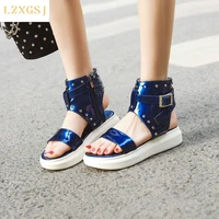 thick sole womens flat sandals summer 2021 new pu leather platform sandals ladies comfortable sandals casual female shoes