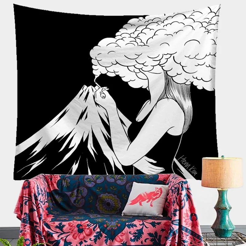 

Simple Cute Art Girl Photo Print Wall Hanging Tapestry For Bedroom Dorm Tapestry Home Decor