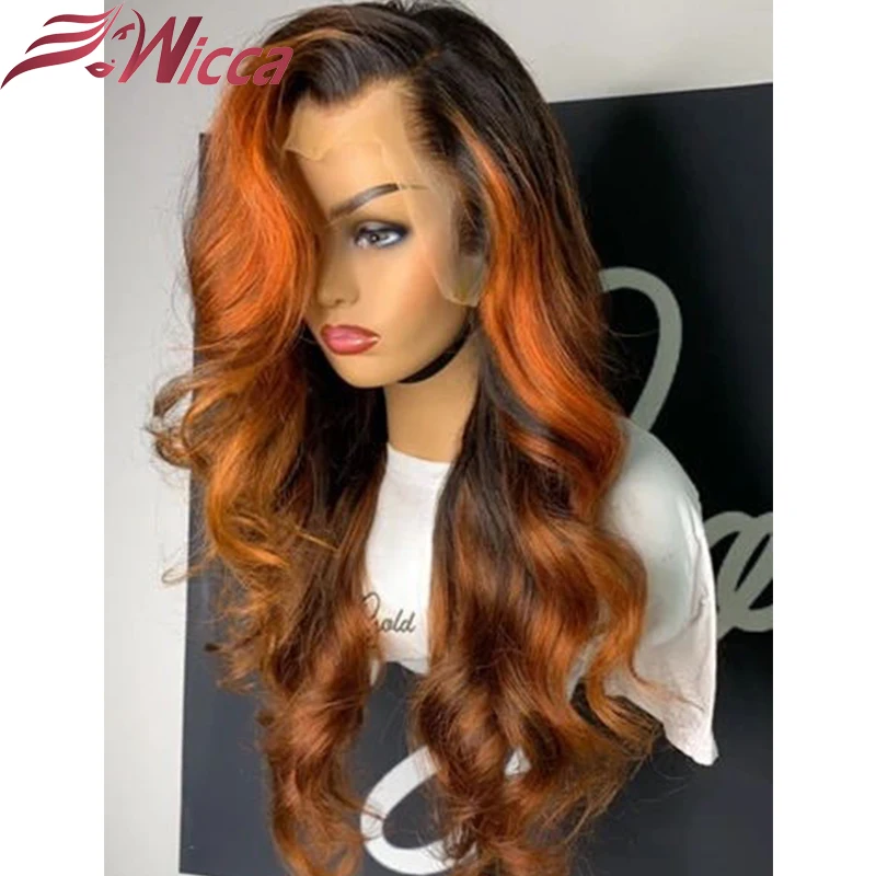 Имбирный оранжевый светлый парик средней части 13 × 6 человеческие волосы