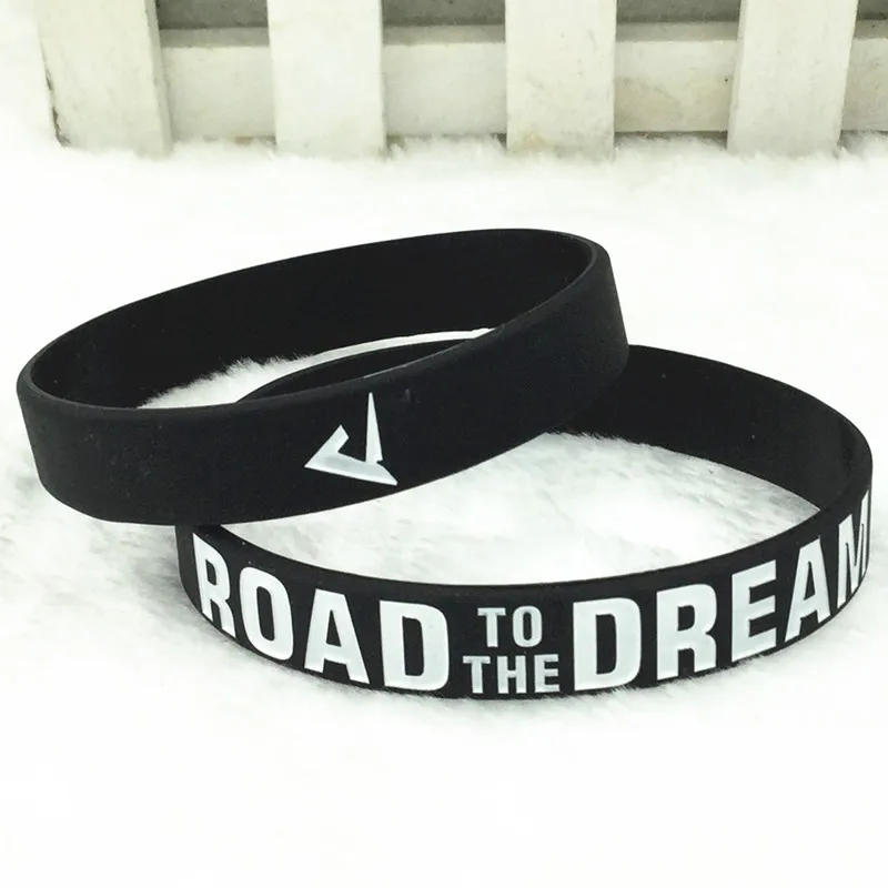 

New "Road To The Dream""never Give Up"Motivational Bracelets Silicone Rubber Band Elastic Inspirational Bracelets Gifts Jewelry