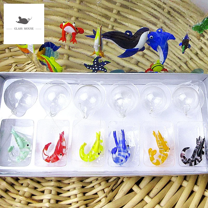 6 шт. миниатюрные фигурки креветок из муранского стекла ручной работы | Дом и сад