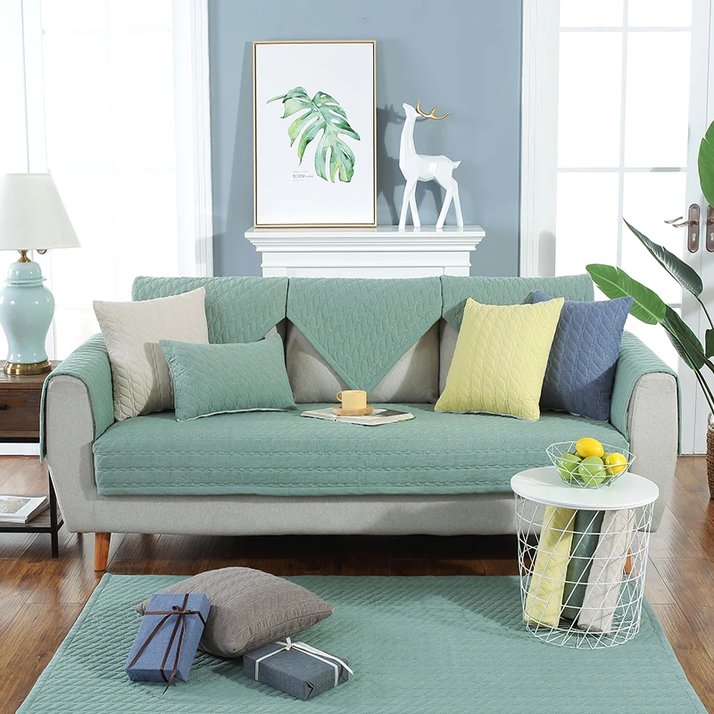 Хлопковый чехол для дивана нескользящий и грязный однотонный диванная подушка
