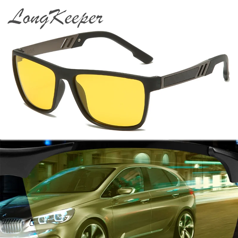 

LongKeeper TR90 Night Vision Glasses Men Sport Driving Polarized Sunglasses Women Anti-glare Yellow Lens Goggles UV400 Okulary