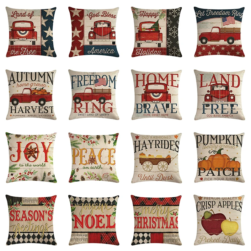 Рождественские чехлы с надписью God Bless America наволочки изображением тыквы