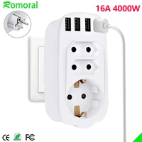16a eu plug wall socket with usb 7 in 1 strip outlet wall usb plug adapter 3ac socket 4usb charger for phone ipad