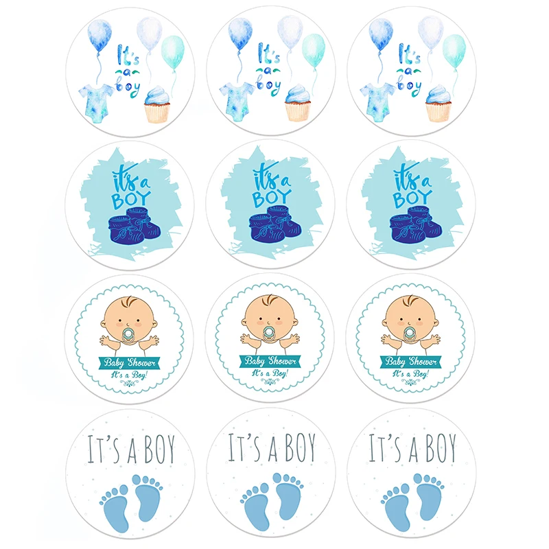 Это мальчик/это девочка круглые этикетки наклейки для крещения Новорожденный