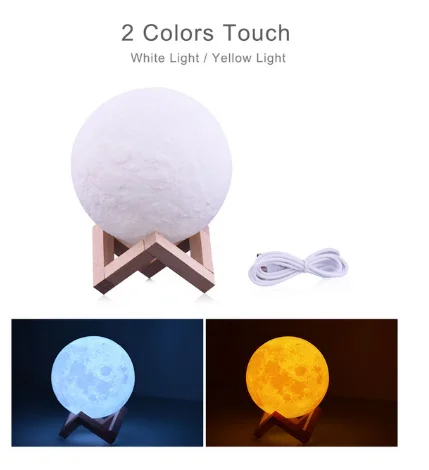 2 colors touch 3D принт Лунная лампа меняющий цвета сенсорный Ночной светильник домашний Декор Рождественский подарок подходит для спальни книжный шкаф Кабинет гостиная - Цвет абажура: 2 colors touch