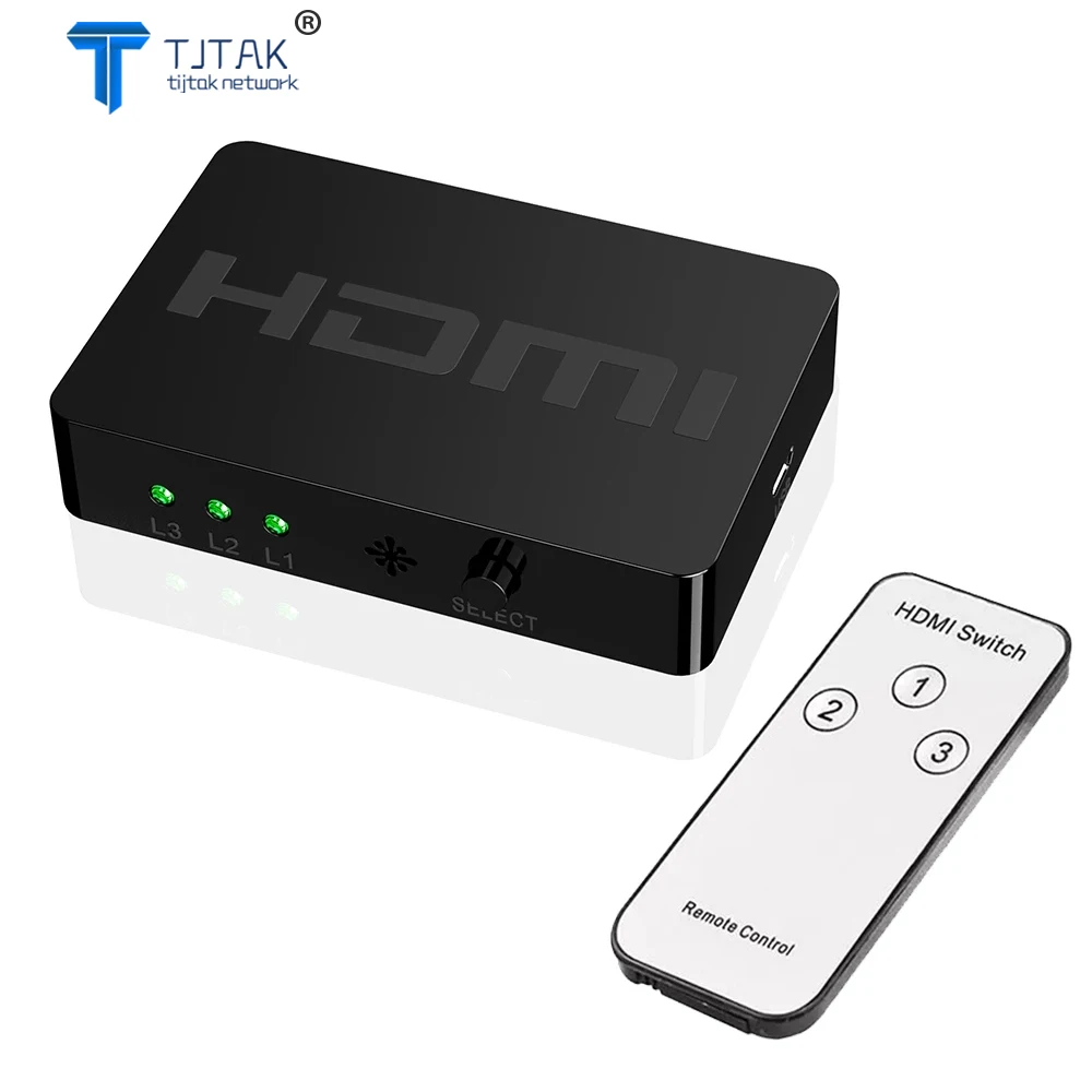 

Mini 1080p HDMI Switcher 3 Port Hub Box Auto Splitter 3 In 1 Out Switcher With Remote Control for HDTV XBOX360 PS3 Projector
