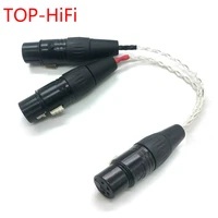 top hifi 7n single crystal copper silver plated 4 pin xlr balanced female to 2x 3 pin xlr female cable headphone audio adapte