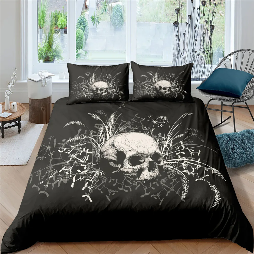 2/3 шт. Комплект постельного белья с принтом черепа | Дом и сад