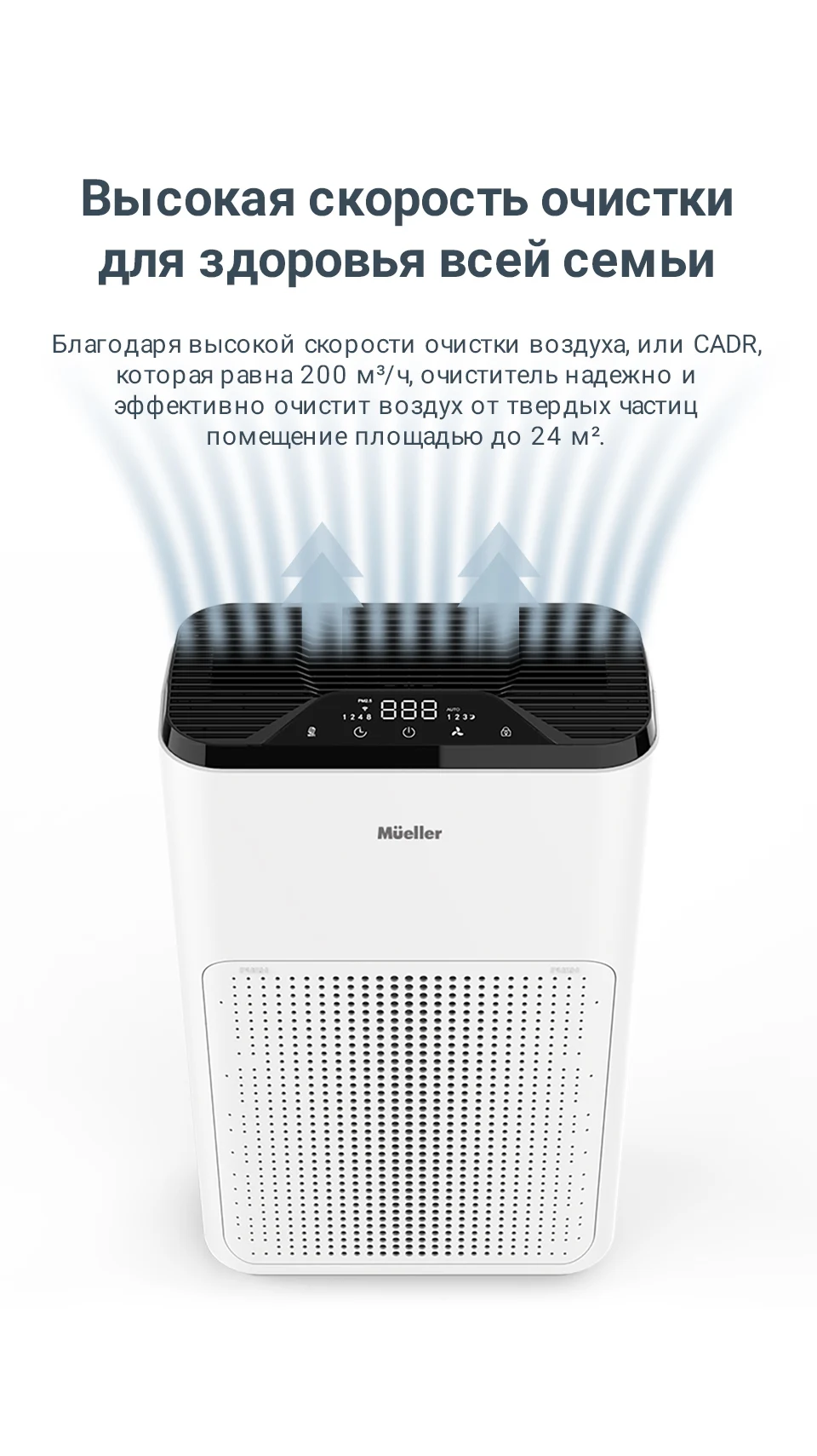 Muellerlife H200 smart air purifier home negative ion Home Office HEPA filter fresh ozone for formaldehyde sterilizer MOLNIA | Бытовая