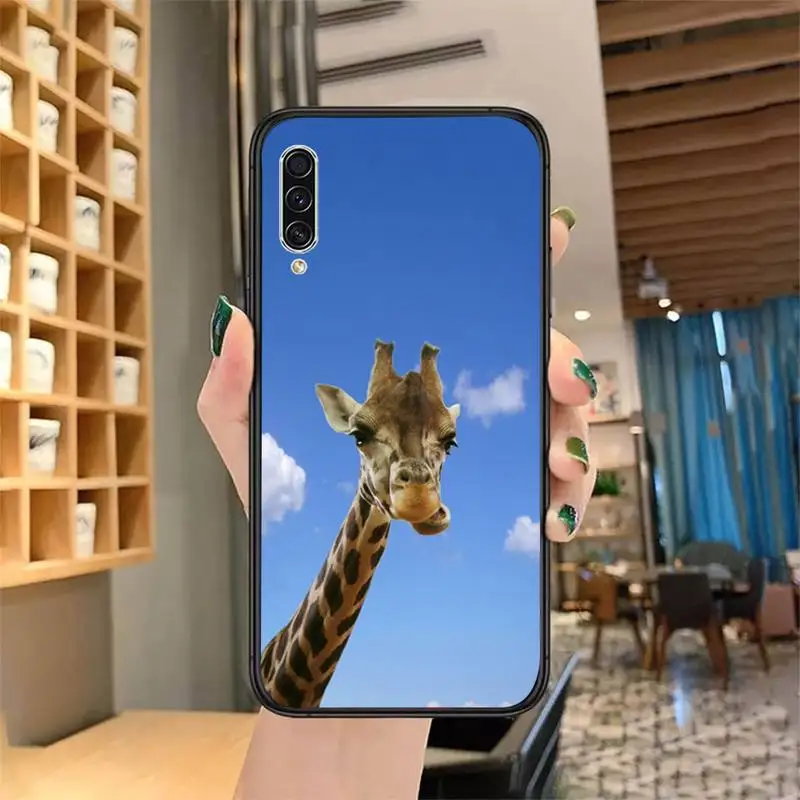 

Cute funny giraffe animal blue sky Phone Case for samsung galaxy a 51 52 71 50 12 72 21s 70 40 20e 31 30s 32 5G softe coque