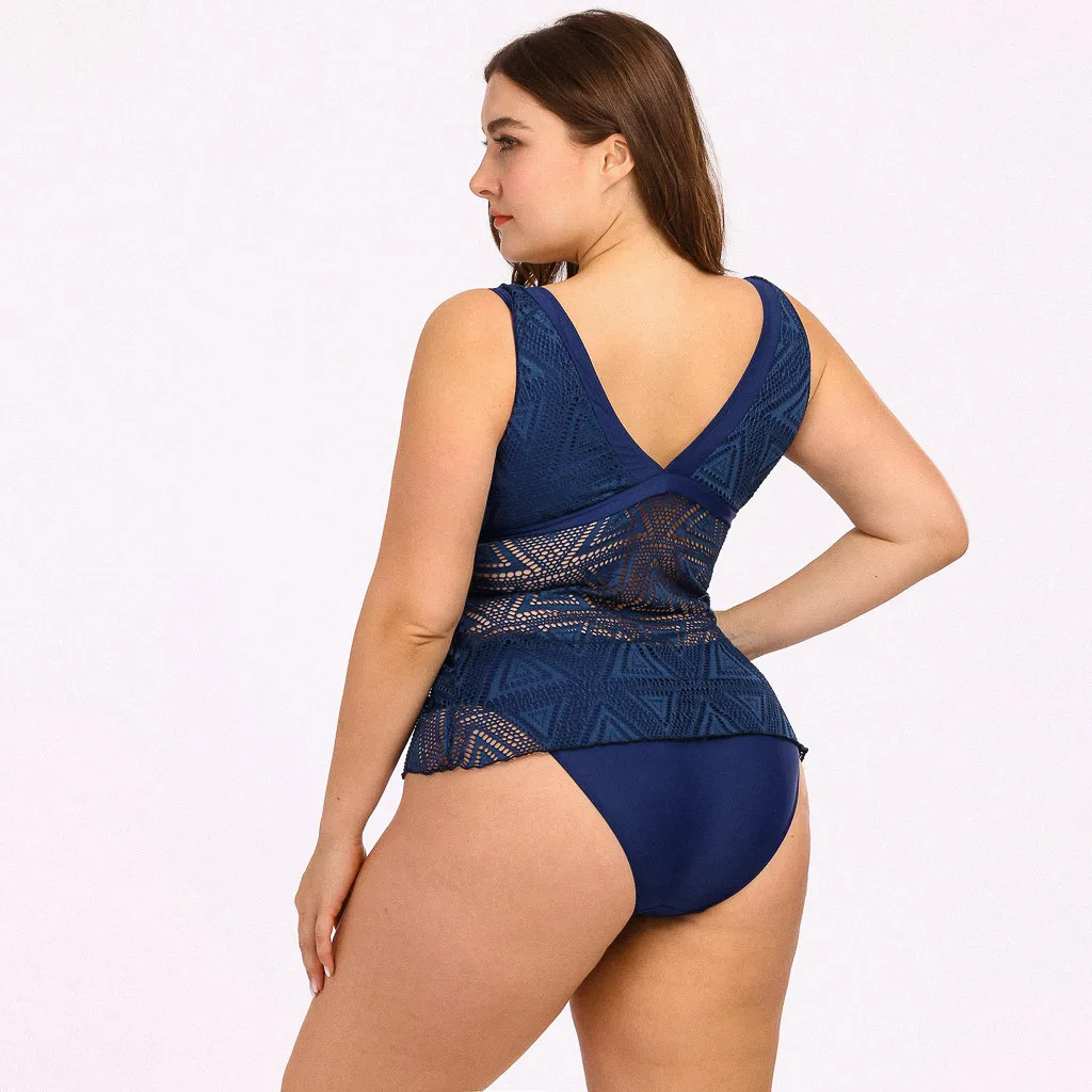 

Women Summer Irregular Swimwear Lace Print Halter Swimming Dress Beach Wear Two Piece Swimsuit Bathing Suit Plus Size Tankini