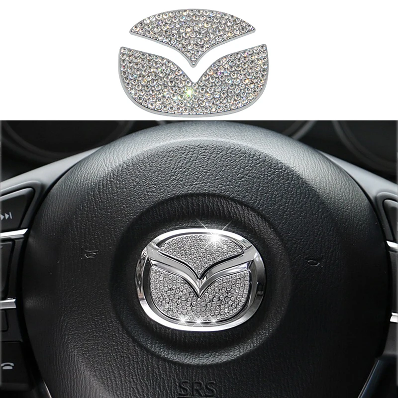 

Bling Car Steering Wheel Logo Diamond Decoration Cover Sticker for Mazda 2 3 5 6 Axela Atenza Allegro CX3 CX5 CX7 CX9 CX30