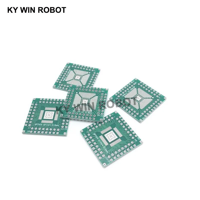 5 Pcs QFP 32 40 48 56 64 SMT to DIP64 Adapter PCB Board Converter Plate 0.5/0.8 mm