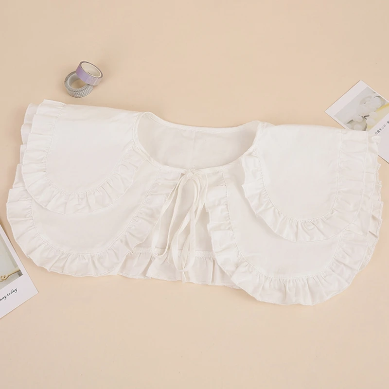 

Royal Style Double Layer Fake Collar Shawl High Low Ruffled Necklace Capelet DXAA