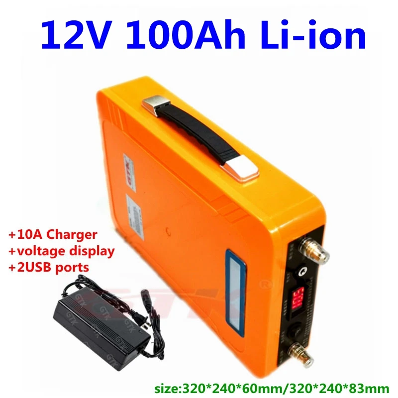 GTK 12V 100ah литий-ионный аккумулятор 12V с BMS для внешнего резервного питания инвертор+ 12,6 V 10A зарядное устройство