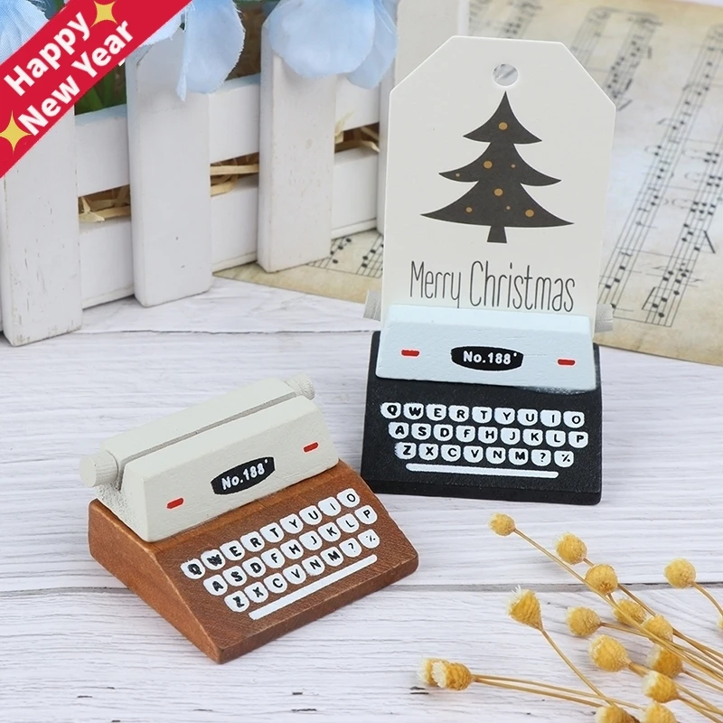 

Creative Vintage Wooden Typewriter Card Picture Holder Memo Clip Scrapbook Photo Clamps Desktop Decoration Office Supplies