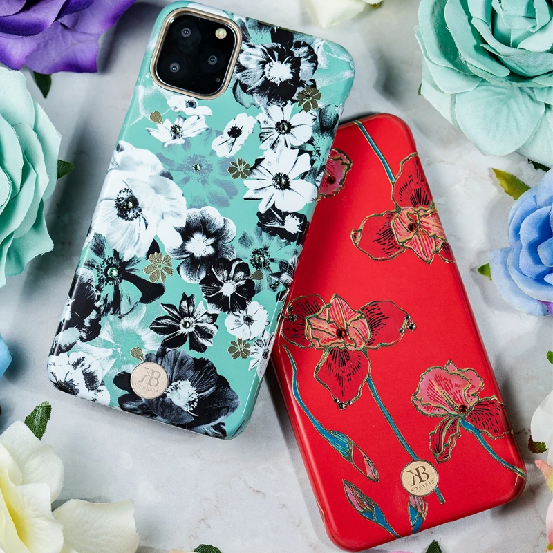 Kingxbar с украшениями в виде кристаллов и цветов Bling чехол Обложка для Apple iPhone 11 Pro Max с модными бриллиантами жесткий ударопрочный чехол-накладка чехол Для женщин леди
