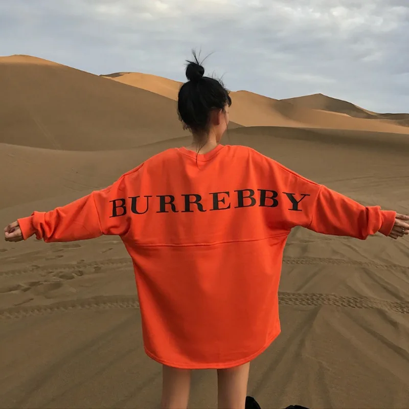 Burrebby плюс бархатная плотная футболка модная трендовая футболка - Цвет: Orange