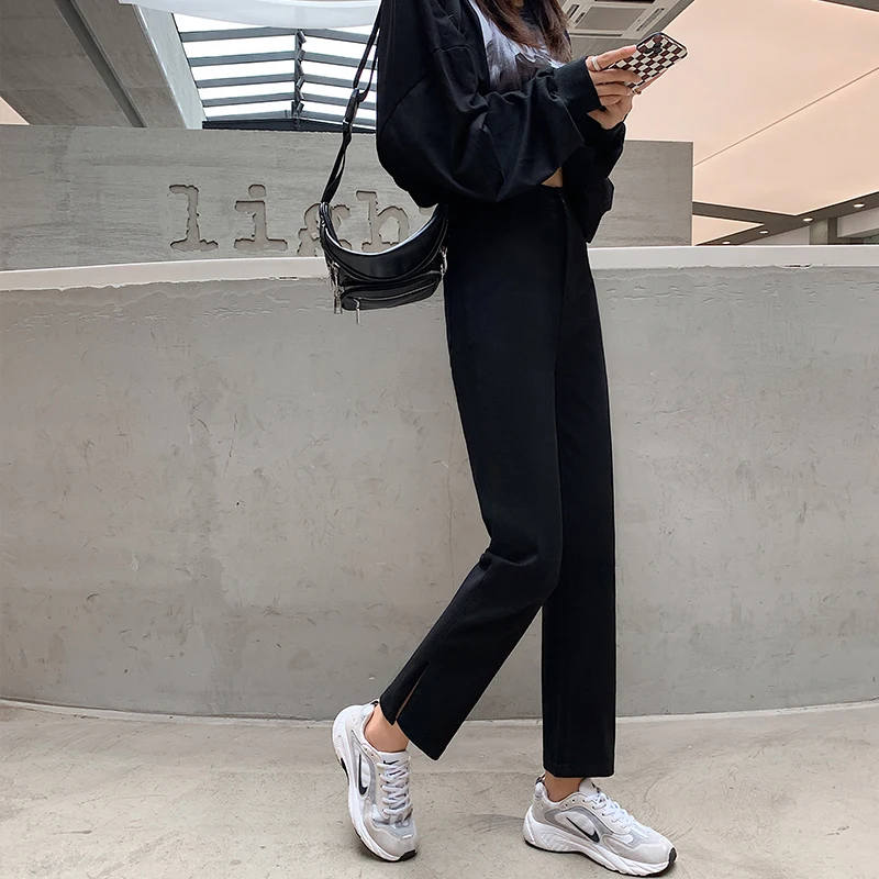 Женские летние брюки с разрезом Свободные повседневные штаны Осенние