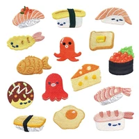sushi salmon poached egg patch for clothing iron on embroidery applique cute fabric badge diy phone case apparel accessories