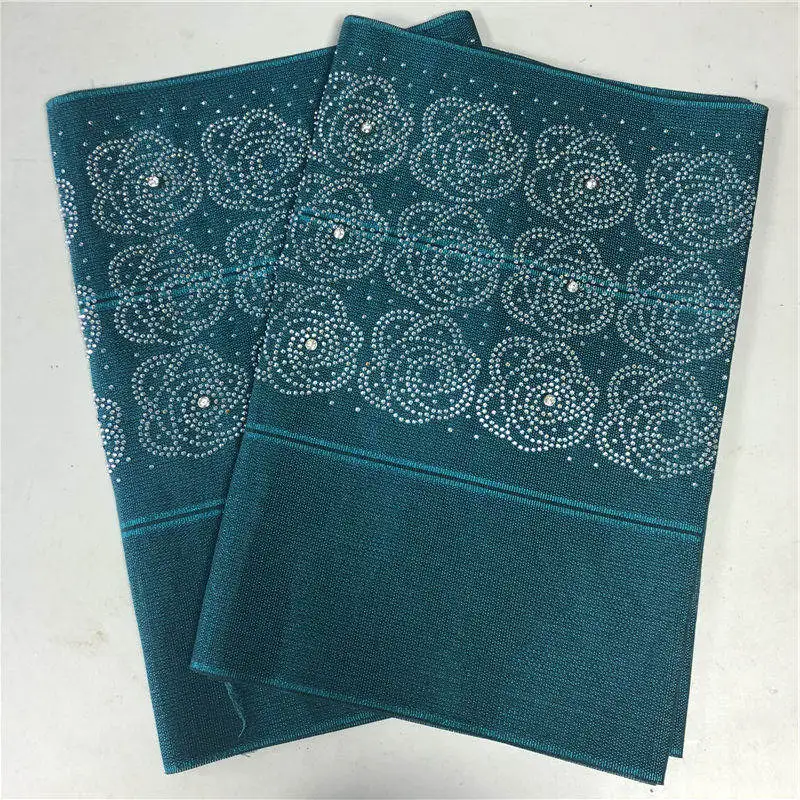 

Hot sale African sego aso oke headtie with beads Lace Fabric Nigerian gele African headtie wrapper used for party 2pcs/set